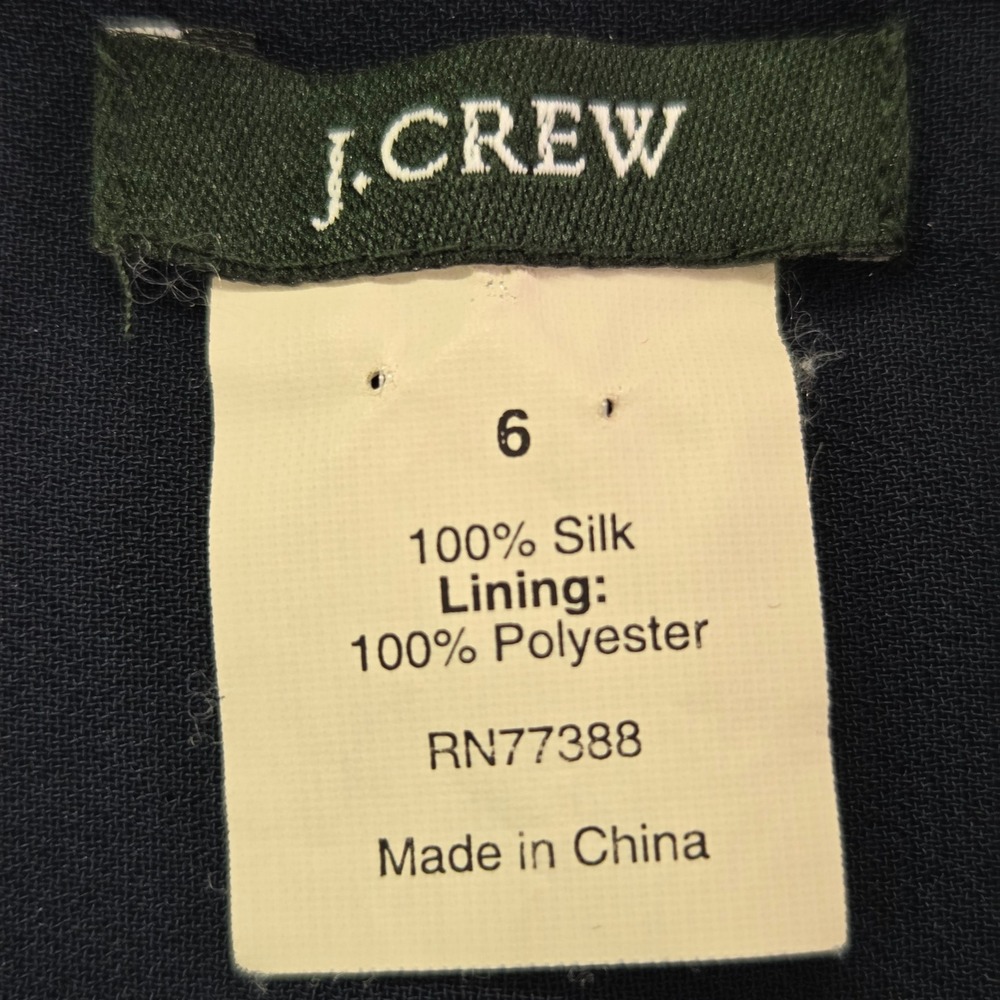 J. Crew Silk V-Neck Midi Dress Womens 6 Navy Blue Sophia A-Line Cocktail Wedding - Picture 6 of 12